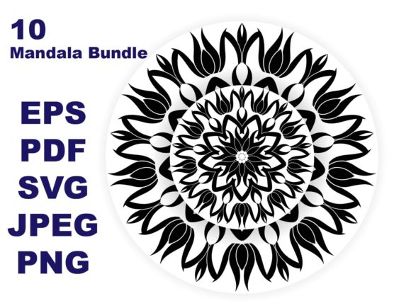 10 Relaxing Mandala Coloring Page Bundle