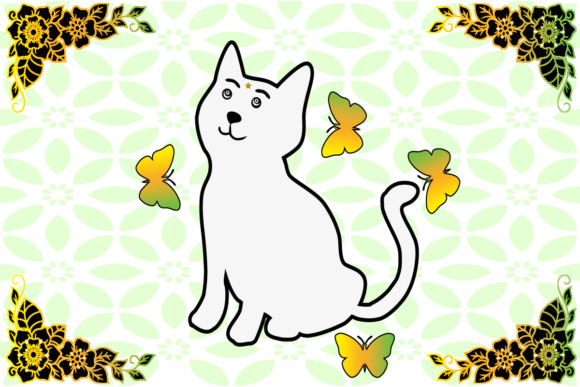 Cat Coloring Page for Kids Graphics
