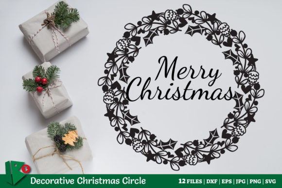 Christmas Flower Circle Cutting Crafts Graphics