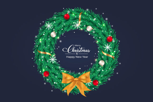 Christmas Wreath with Balls and a Ribbon: Graphics for Real Publishing