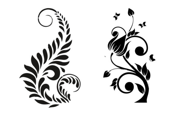 Creative Doodle Floral Wreath Frame Set: Graphics for Decorative Elements