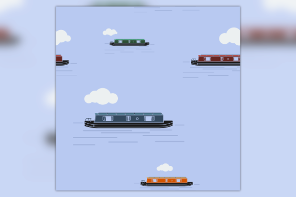 Flat Cloudy Narrow Boat Seamless Pattern for Graphics and Patterns