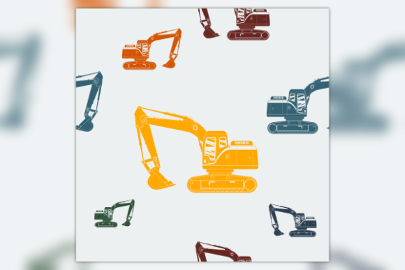Flat Style Excavator Seamless Pattern for Graphics and Patterns