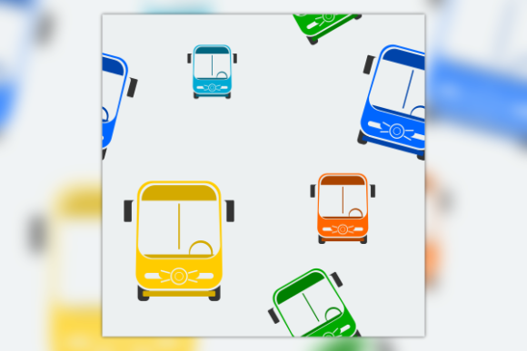 Front Flat Colorful Bus Seamless Pattern