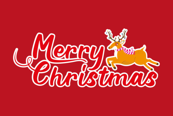Jumping Stag Xmas Sticker