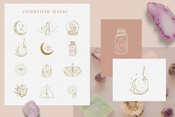 Logo Elements with Gemstones Vector Graphics