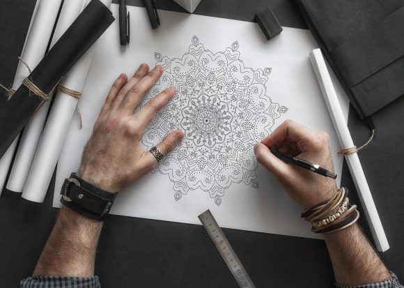 Mandala Coloring Page Template: Graphics for Print Templates