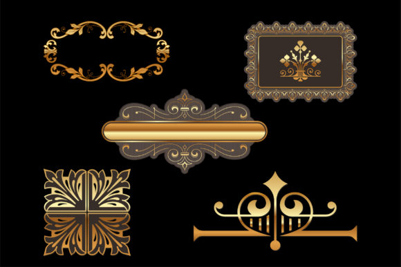 Ornament VIP Golden Badges Graphic: Luxurious Print Templates