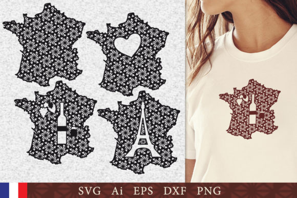Silhouette of France with a Pattern. SVG Graphics and Crafts
