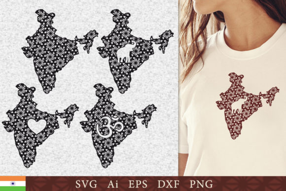Silhouette of India with a Pattern. SVG