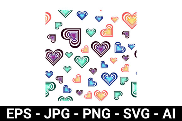 Striped Heart Seamless Pattern for Graphics and Patterns