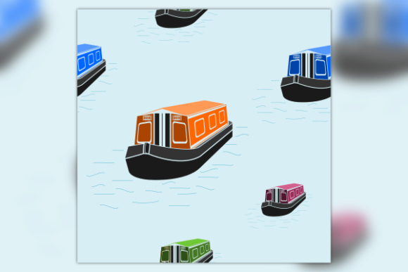 Top Front Side View Canal Boat Pattern for Graphics and Patterns