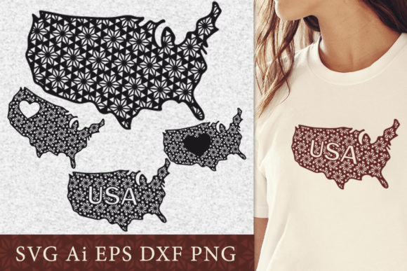 USA Outline with Pattern. SVG
