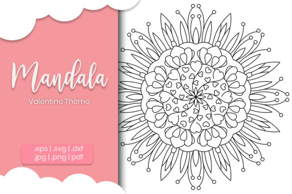 Valentine Mandala Design Illustration Graphics and Coloring Pages Amp